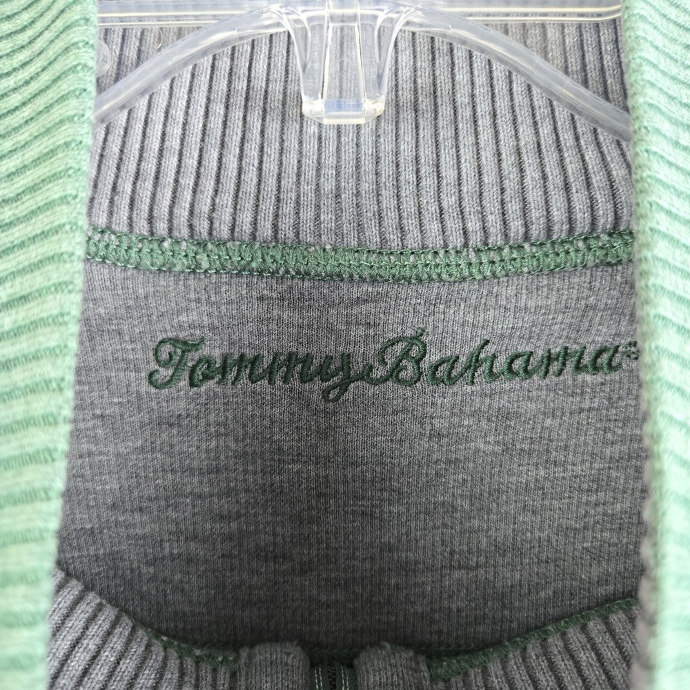 Tommy Bahama Sweatshirt Mens Green 1/4 Zip Mock Neck Long Sleeve Golf Resort - Picture 11 of 12